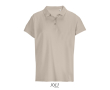 Polo femme 100% coton peigné col côtelé avec 3 boutons couleur beige