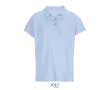 Polo femme 100% coton peigné col côtelé avec 3 boutons couleur bleu pastel