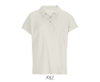 Polo femme 100% coton peigné col côtelé avec 3 boutons couleur blanc cassé