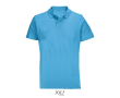 Polo unisexe 100% coton peigné col côtelé avec 2 boutons couleur cyan