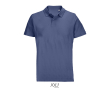 Polo unisexe 100% coton peigné col côtelé avec 2 boutons couleur bleu jean