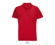 Polo unisexe 100% coton peigné col côtelé avec 2 boutons couleur rouge