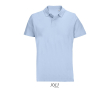 Polo unisexe 100% coton peigné col côtelé avec 2 boutons couleur bleu pastel