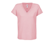T-shirt en coton semi-peigné femme col V SOL'S couleur rose clair 