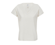 T-shirt en coton semi-peigné femme col V SOL'S couleur blanc cassé