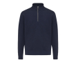 Pull demi‑zip en coton recyclé 300 g/m² Iqoniq Elgon couleur bleu marine