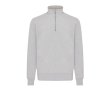 Pull demi‑zip en coton recyclé 300 g/m² Iqoniq Elgon couleur gris clair chiné