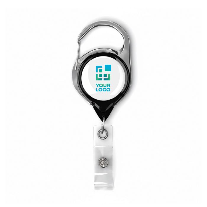 Porte-badge rétractable impression intégrale avec mousqueton et clip