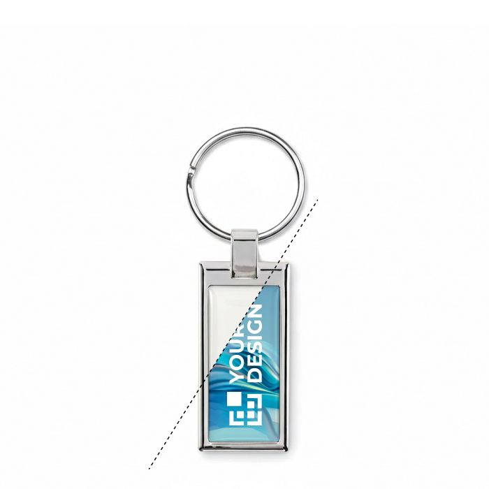 Porte-clés impression intégrale en alliage de zinc rectangulaire
