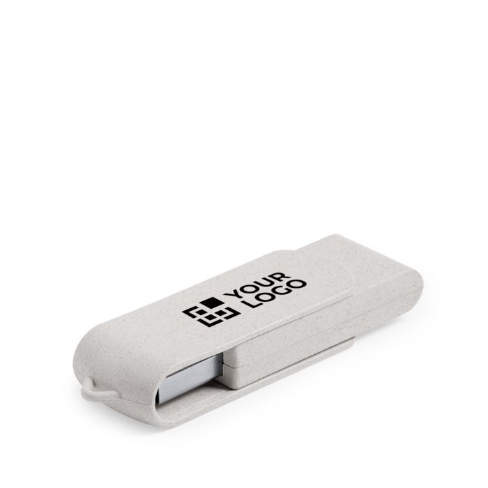 Clé USB écologique pivotante impression intégrale en fibre de blé
