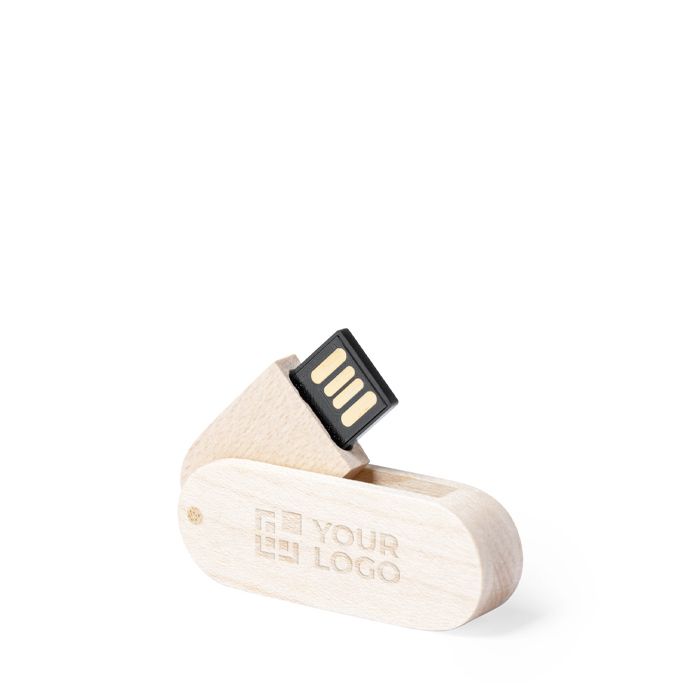 Clé USB pivotante et fine impression intégrale avec corps en bois