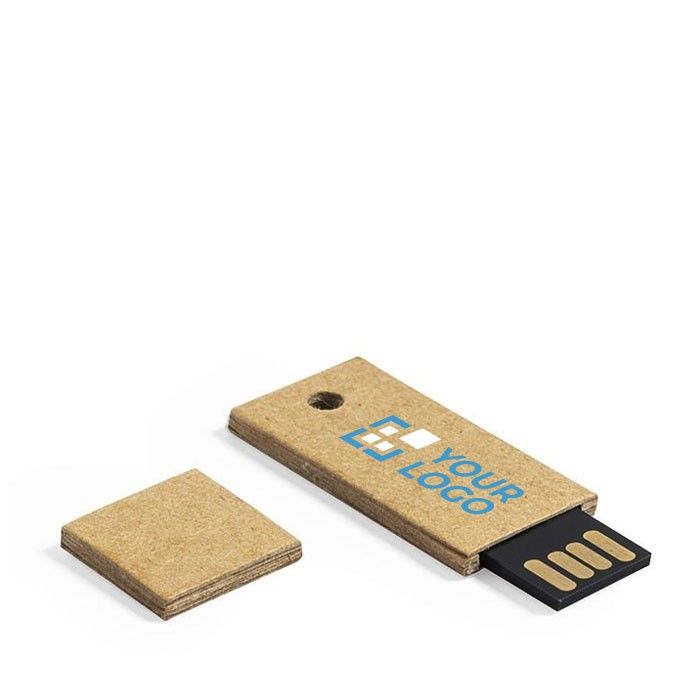 Clé USB rectangulaire en carton recyclé impression intégrale
