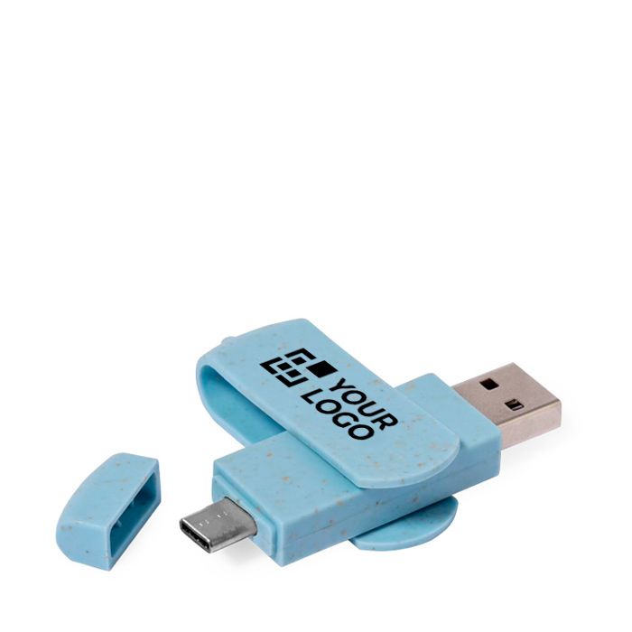 USB double impression intégrale en paille de blé avec connexion Type C