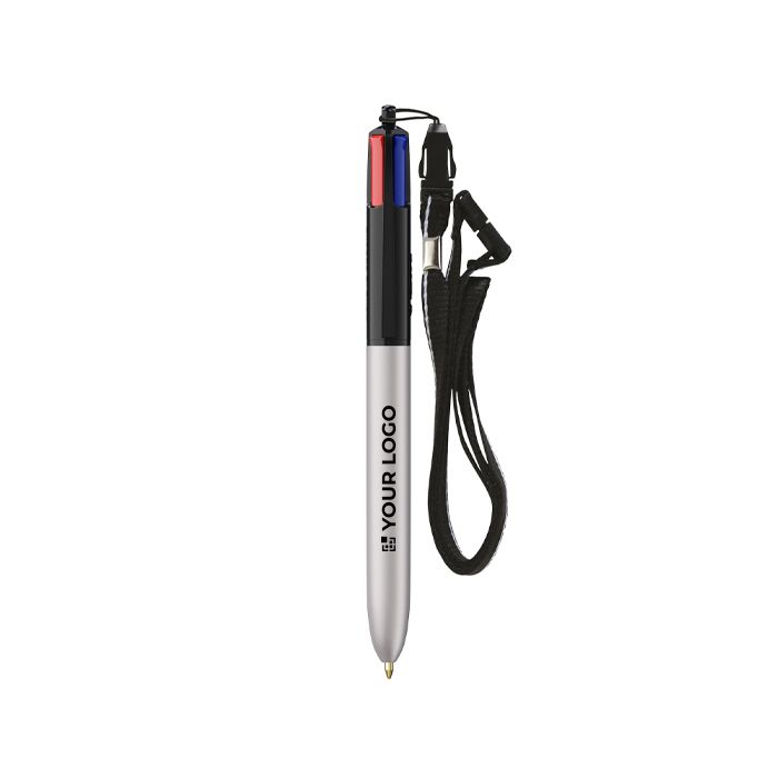 Stylo avec cordon à porter autour du cou et encre 4 couleurs BIC®