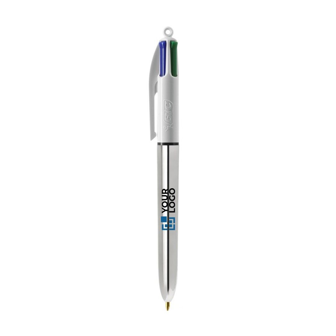 Stylo bille en plastique finition métallique, encre 4 couleurs BIC®