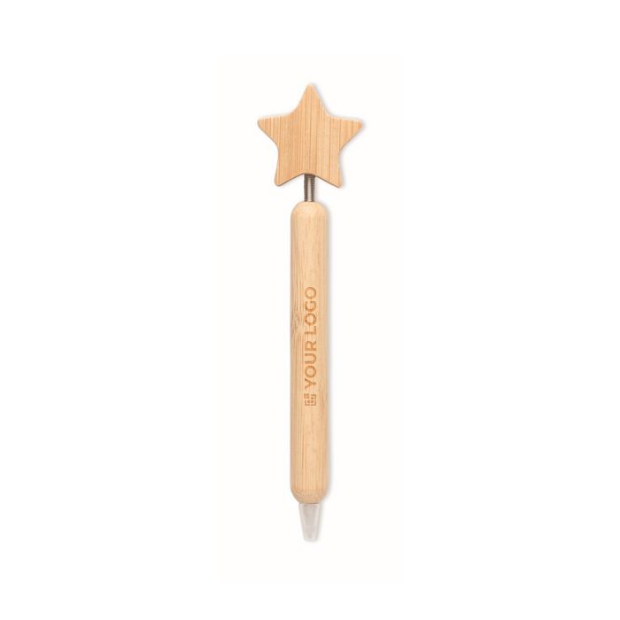Stylo en bambou avec motif étoile et encre bleue