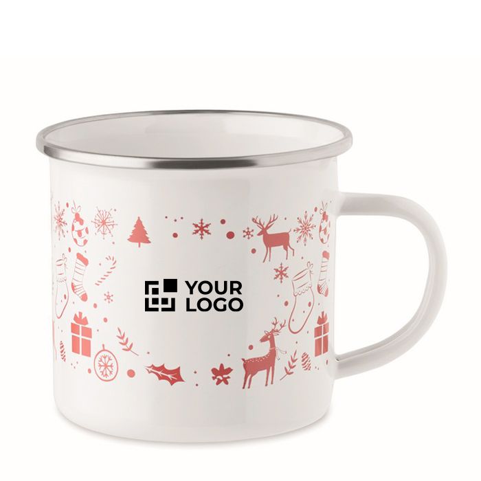 Tasse en métal émaillé au style de Noël, en boîte individuelle 300 ml