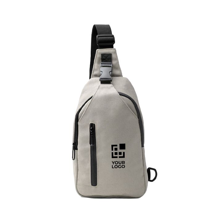 Sac bandoulière en coton recyclé avec fermetures éclair et sangle