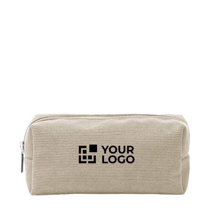 Trousse en velours côtelé avec fermeture éclair et doublure intérieure