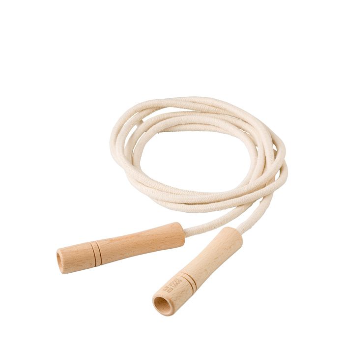 Corde à sauter en coton et polyester avec poignées en bois FSC
