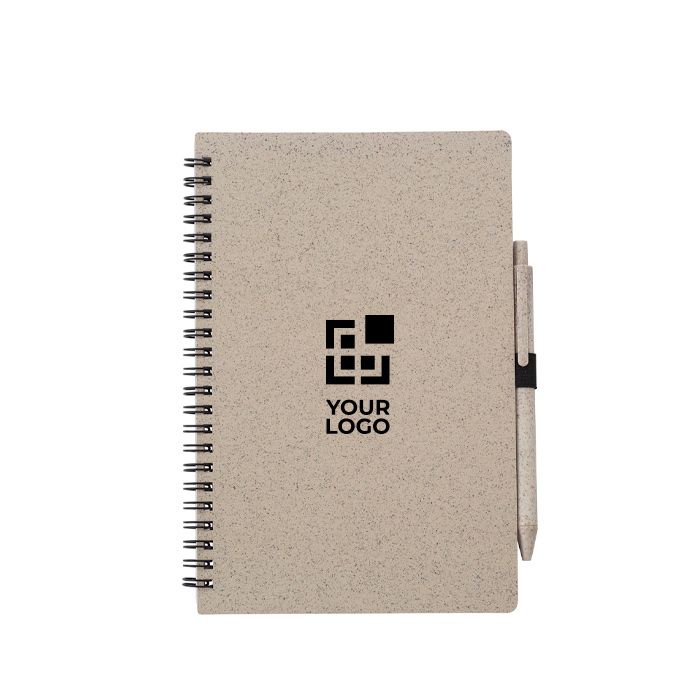Carnet A5 en paille de blé et plastique avec stylo, pages lignées