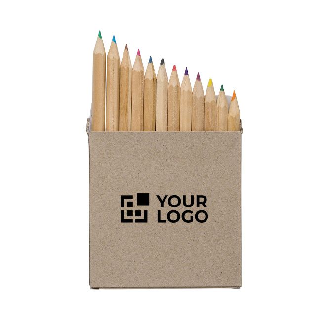 Set de crayons en bois FSC en boîte en carton avec 12 couleurs