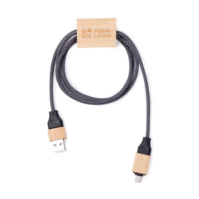 Câble de charge 1m avec détail en bambou à personnaliser