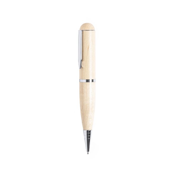 Stylo USB écologique en bois pivotant avec encre bleue