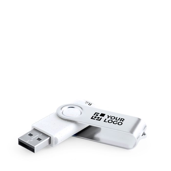USB en plastique recyclé résistant avec clip métallique pivotant