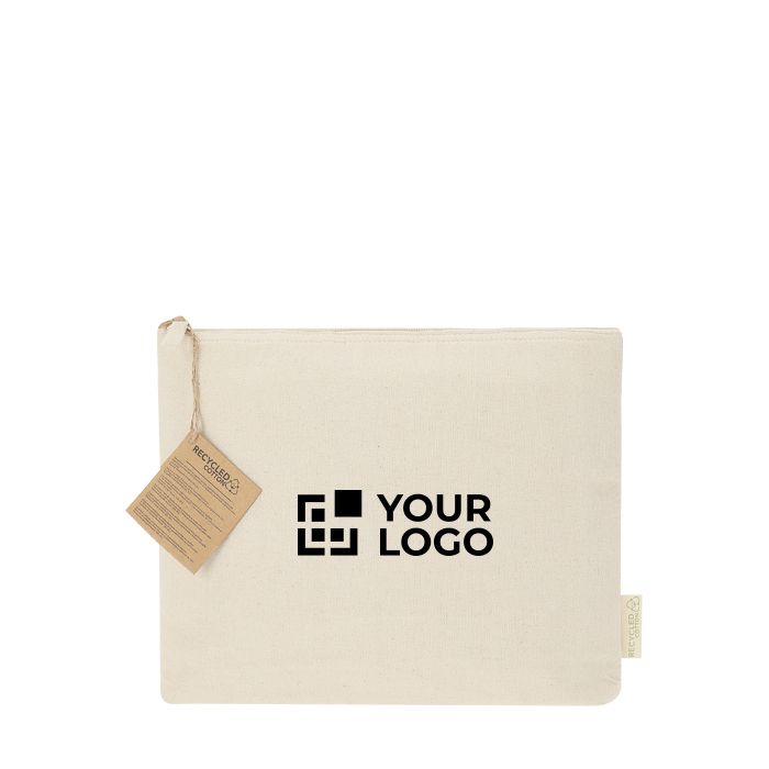 Trousse isotherme en coton recyclé naturel, fermeture éclair, 170 g/m²