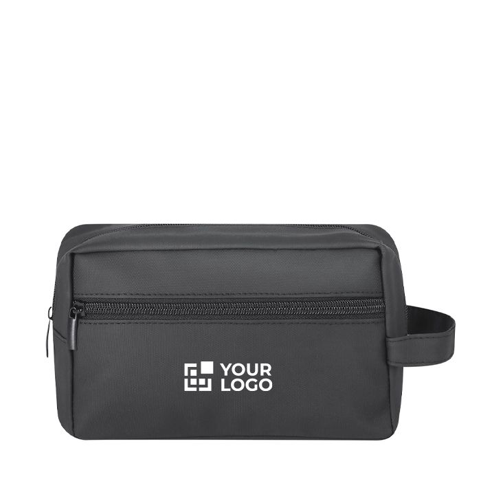 Trousse multi-usages avec anse en cuir synthétique et poche avant