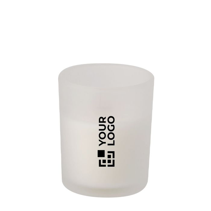 Bougie parfumée en verre avec mèche en bois et parfum vanille