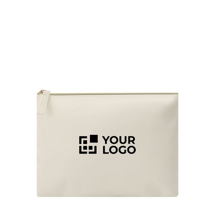 Trousse de toilette en cuir synthétique avec compartiment zippé