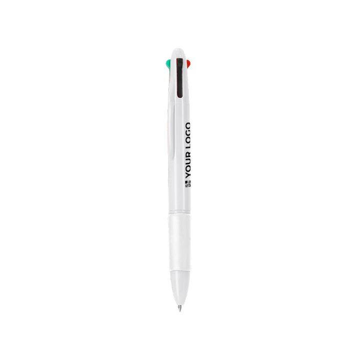 Stylo multicolore 4-en-1 avec grip en caoutchouc et 4 encres