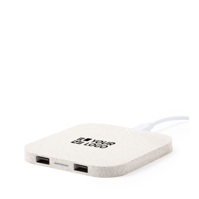 Base de charge sans fil en paille de blé pour 3 appareils simultanés