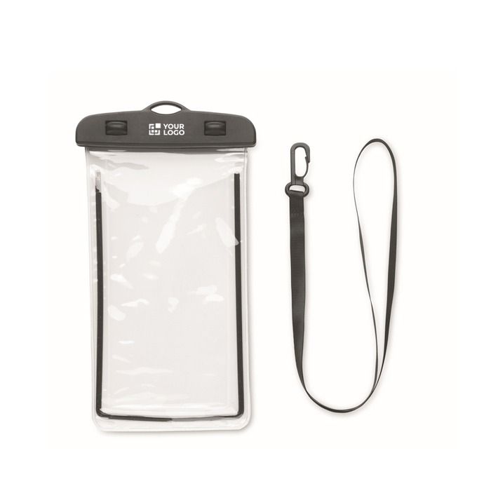 Pochette téléphone étanche avec cordon réglable et amovible vue avec zone d'impression