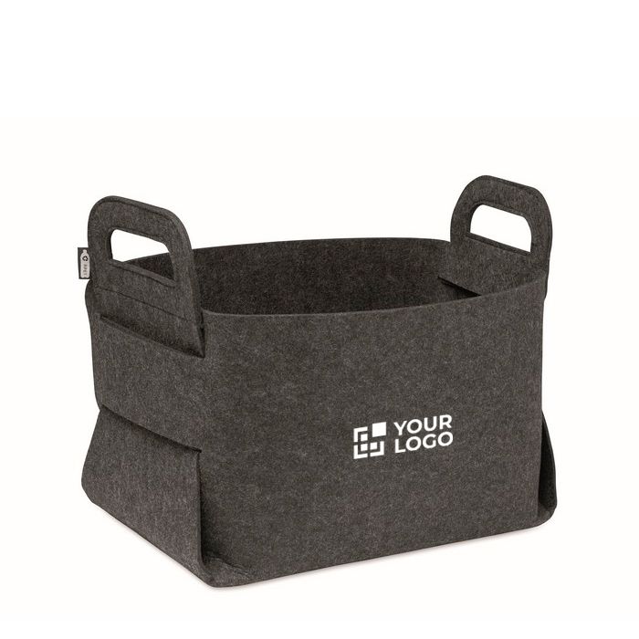 Panier de rangement pliable en feutre RPET avec poignées latérales