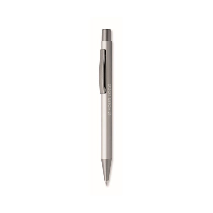 Stylo en aluminium recyclé avec finition caoutchoutée et encre bleue