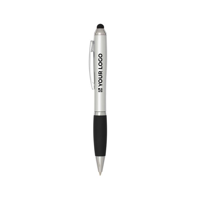 Stylo rotatif avec stylet et grip doux encre bleue