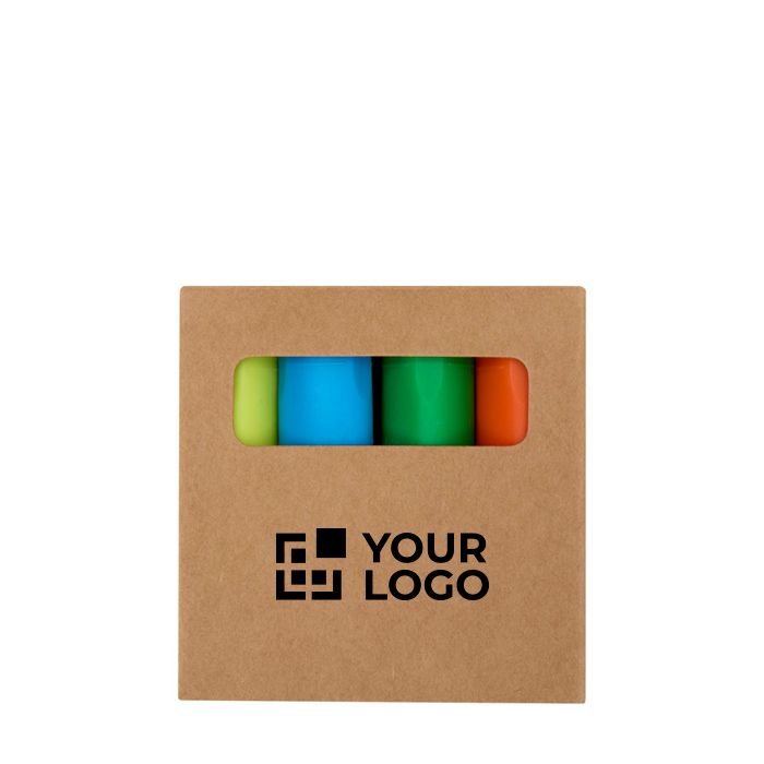 Set de 4 mini surligneurs colorés dans boîte kraft