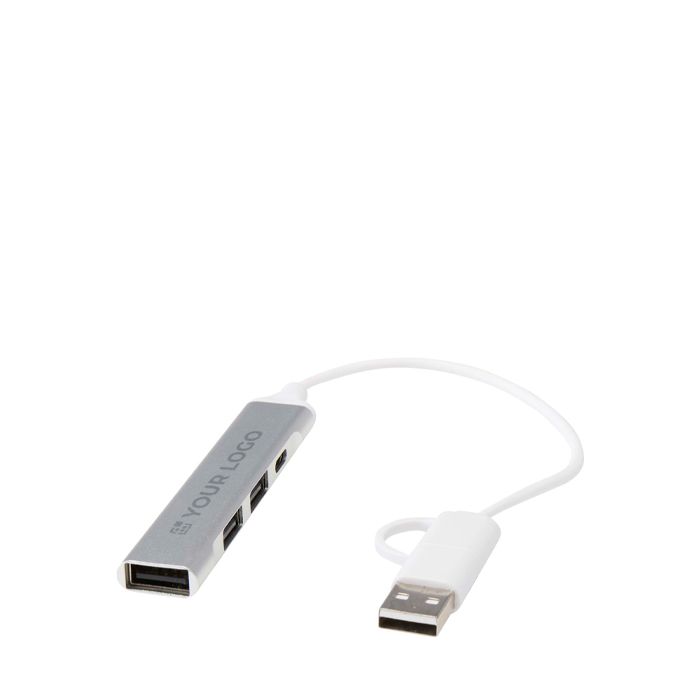 Hub en aluminium recyclé avec 4 ports de charge et transfert