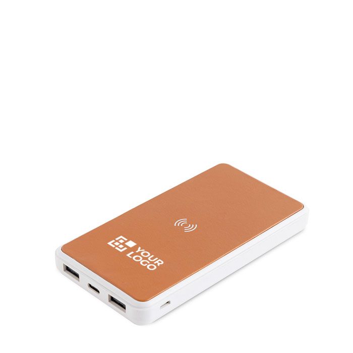 Batterie externe sans fil en cuir recyclé 8 000 mAh avec zone d'impression