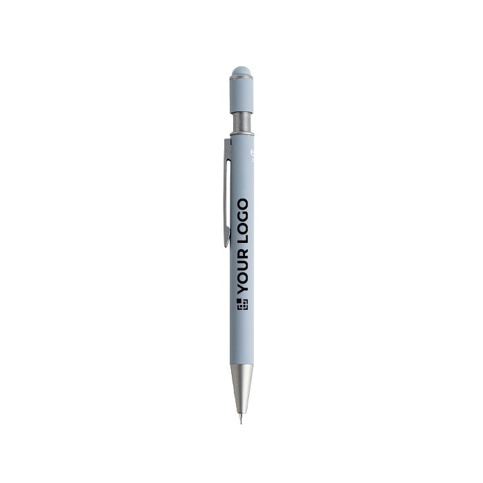 Stylo en aluminium recyclé avec spinner et embout tactile, encre bleue