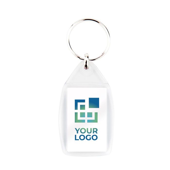 Porte-clés carré avec papier personnalisable sur deux faces 25x40 mm avec zone d'impression