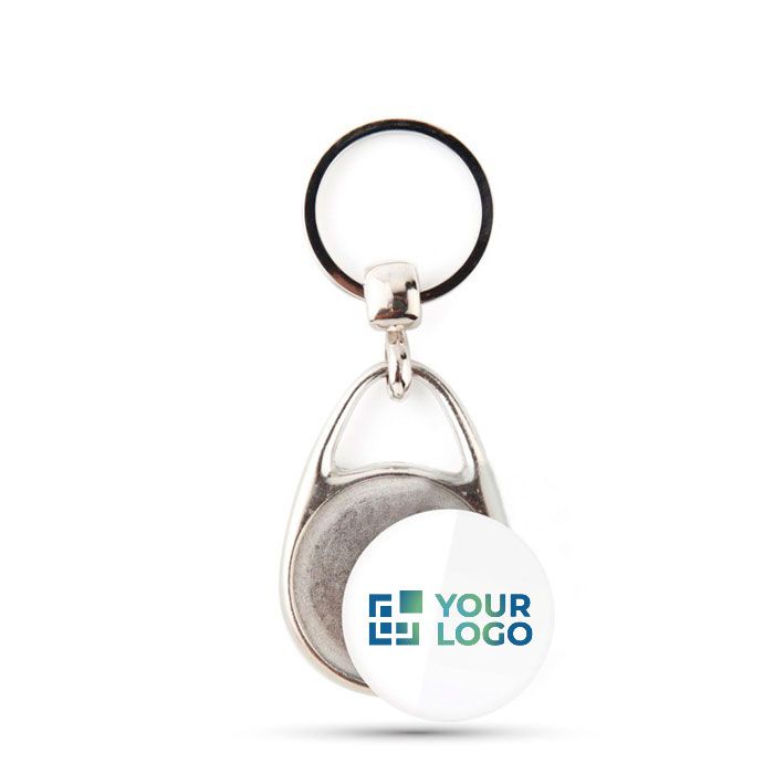 Porte-clés en métal en forme de goutte avec papier inséré personnalisé avec zone d'impression