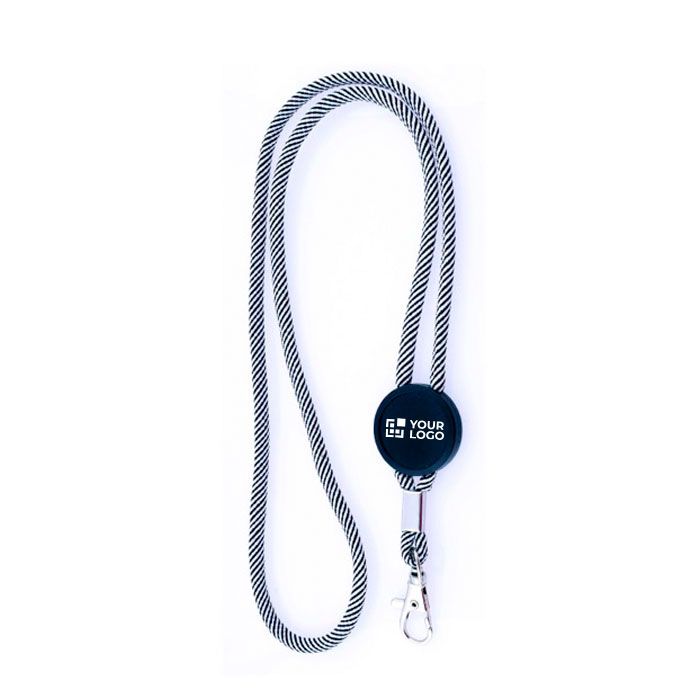 Lanyard tubulaire en polyester réglable avec mousqueton 3 cm avec zone d'impression