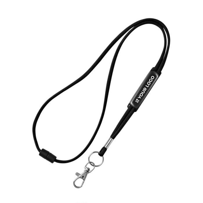 Lanyard tubulaire en polyester avec mousqueton et sécurité avec zone d'impression