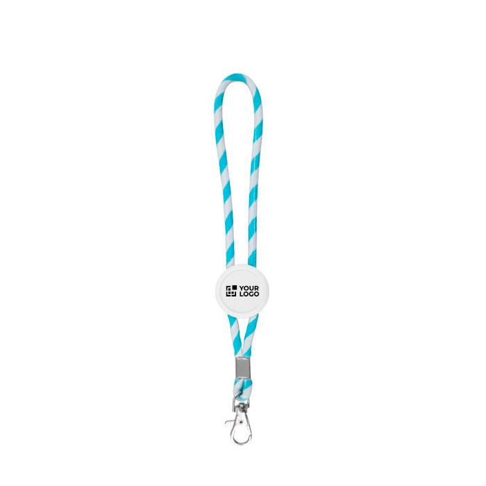 Porte-clés long de type lanyard ajustable avec mousqueton avec zone d'impression