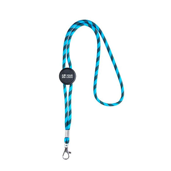 Lanyard tubulaire rayé durable en RPET avec mousqueton 3 cm avec zone d'impression