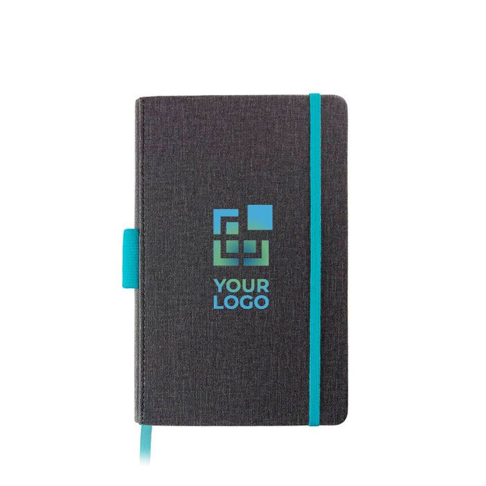 Carnet en cuir synthétique avec détails colorés A5 pages à lignes avec zone d'impression